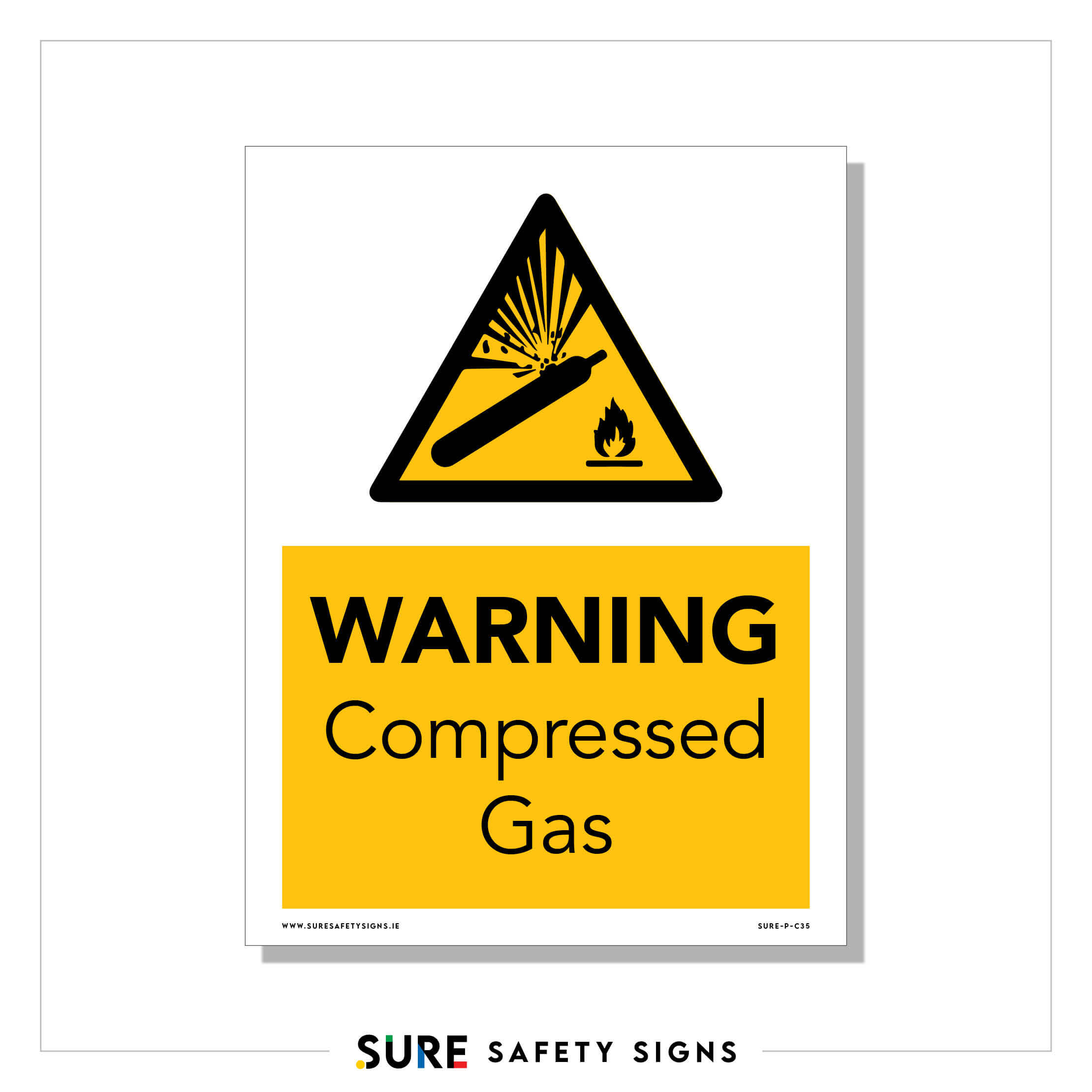 Compressed Gas Exploding Sign Compressed Gas Sign | Hazard Warning — Sure Safety Signs